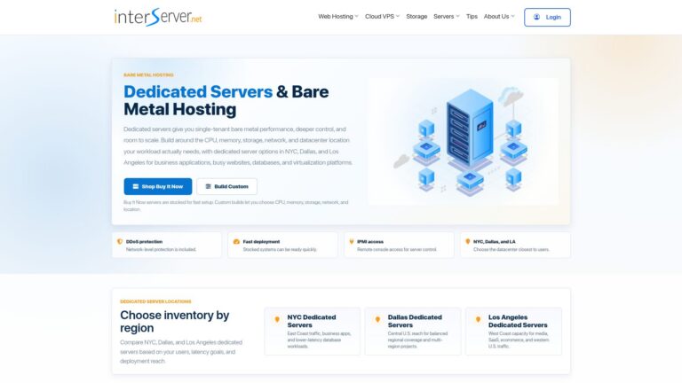 A webpage with information about Dedicated Servers and Bare Metal Hosting.